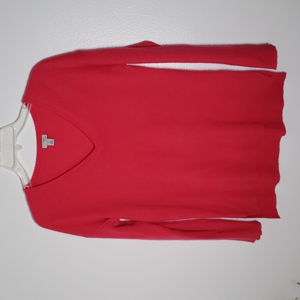 Halogen cashmere longline sweater, fushia/hot pink color, women's size small